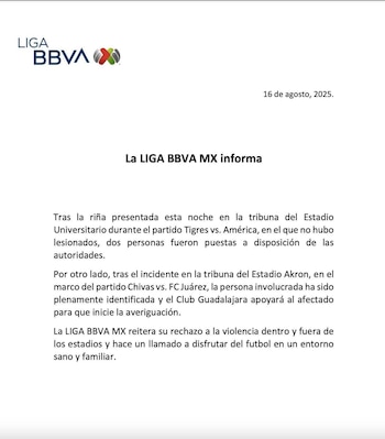 Liga MX emitió un comunicado