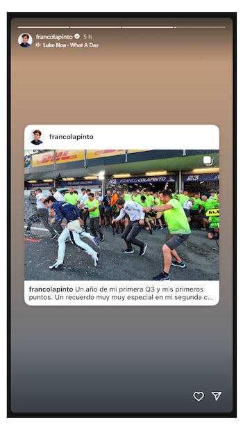 La reacción de Colapinto al