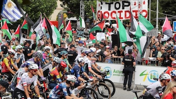 Los manifestantes pro Palestina durante